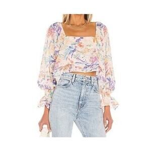 Amanda Uprichard Revolve Kade Crop Top Womens XS Floressence Flowy Watercolor